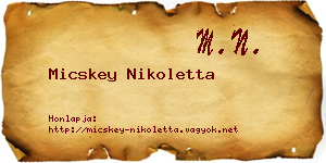 Micskey Nikoletta névjegykártya